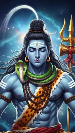 Serene Lord Shiva Meditation Cosmic Devotional Art
