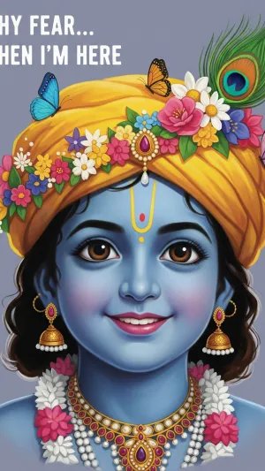 Innocent Child Krishna with Floral Crown and Divine Smile
