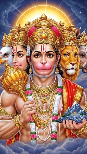 Panchmukhi Hanuman Holding Sanjeevani with Divine Power