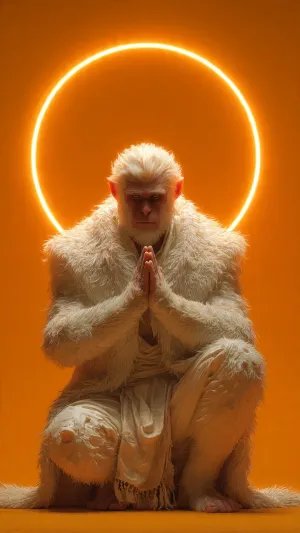 Meditative Lord Hanuman in White Aura of Divine Silence