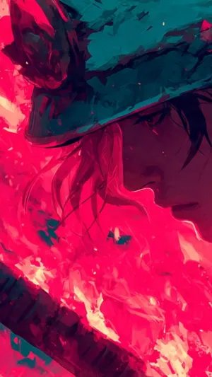 Lone Warrior in Crimson Flames – Dark Anime Samurai Art