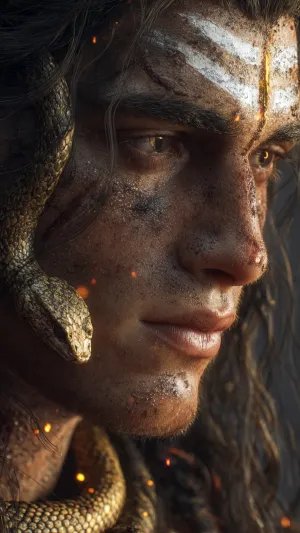 Lord Shiva Portrait with Serpent – Intense Divine Ascetic Art