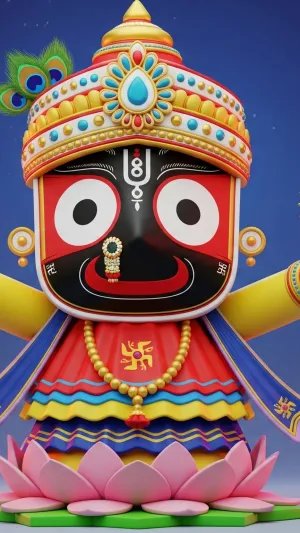 Lord Jagannath on Lotus – Colorful 3D Devotional Art
