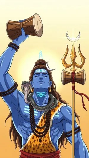 Lord Shiva Damru and Trishul Illustration with Divine Energy