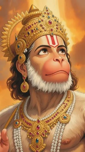 Hanuman Looking to the Sky with Divine Faith and Strength