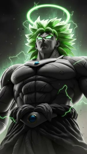Legendary Green Aura Warrior with Thunder Energy