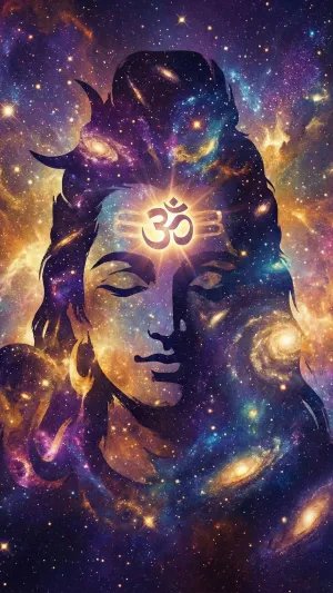 Cosmic Lord Shiva Galaxy Art with Sacred Om Glow