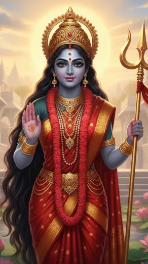 Divine Maa Durga with Trishul Blessing Pose