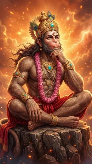 Majestic Lord Hanuman in Divine Contemplation