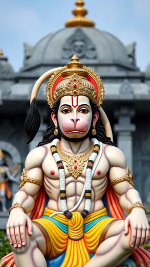 Shri Hanuman Idol in Temple Courtyard