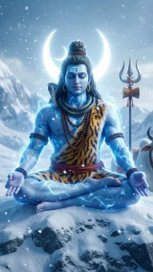 Meditating Lord Shiva in Snowy Himalayas