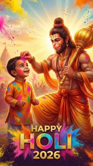 Happy Holi 2026 Hanuman Ji AI Poster Prompt