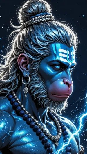 Divine Blue Hanuman Lightning Art Wallpaper