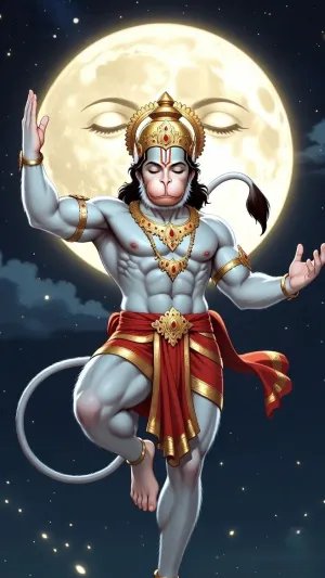 Divine Hanuman Ji in Moonlight HD Wallpaper