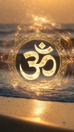 Golden Om Symbol Beach Sunset Wallpaper