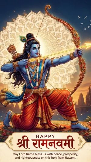 Happy Ram Navami Lord Rama Divine Archer Wallpaper