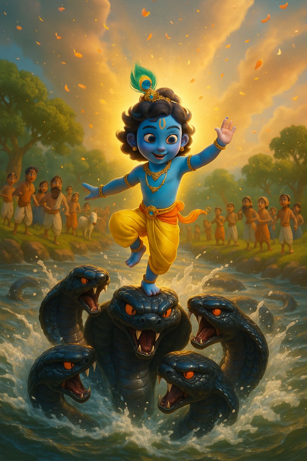 Little Krishna Dancing on Kaliya Naag