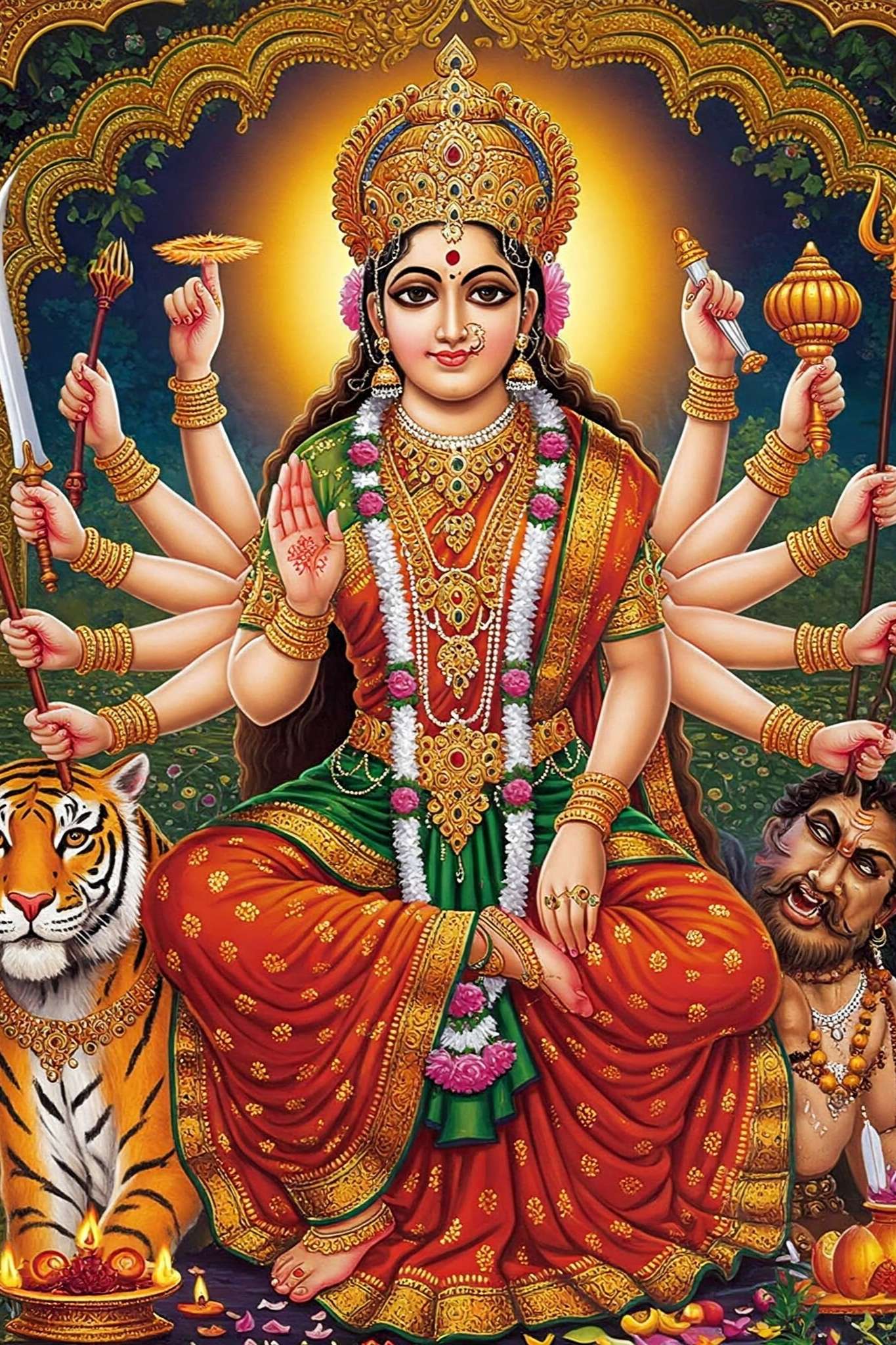 Goddess Durga in Divine Form with Weapons