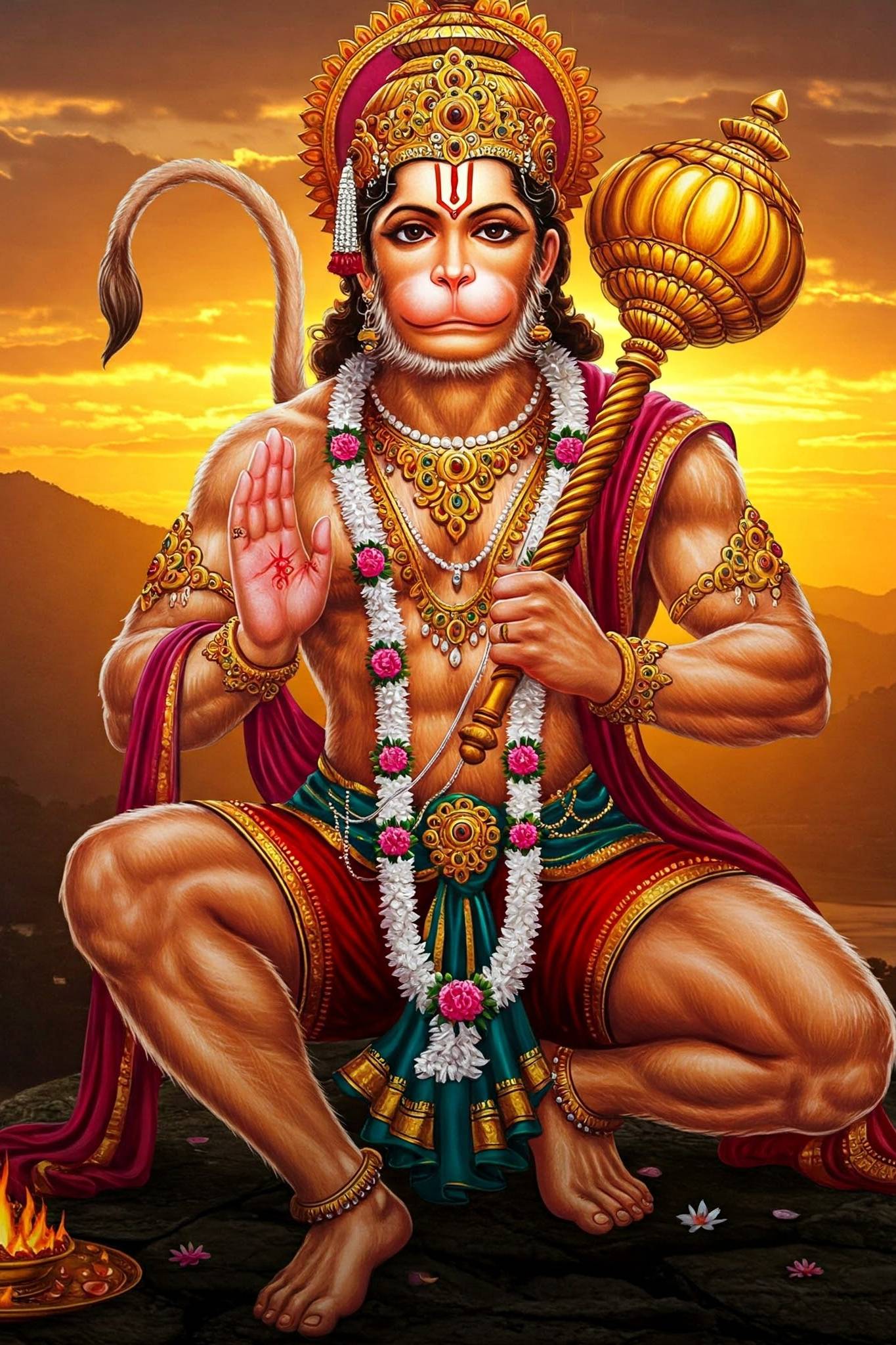 Powerful Lord Hanuman at Sunrise