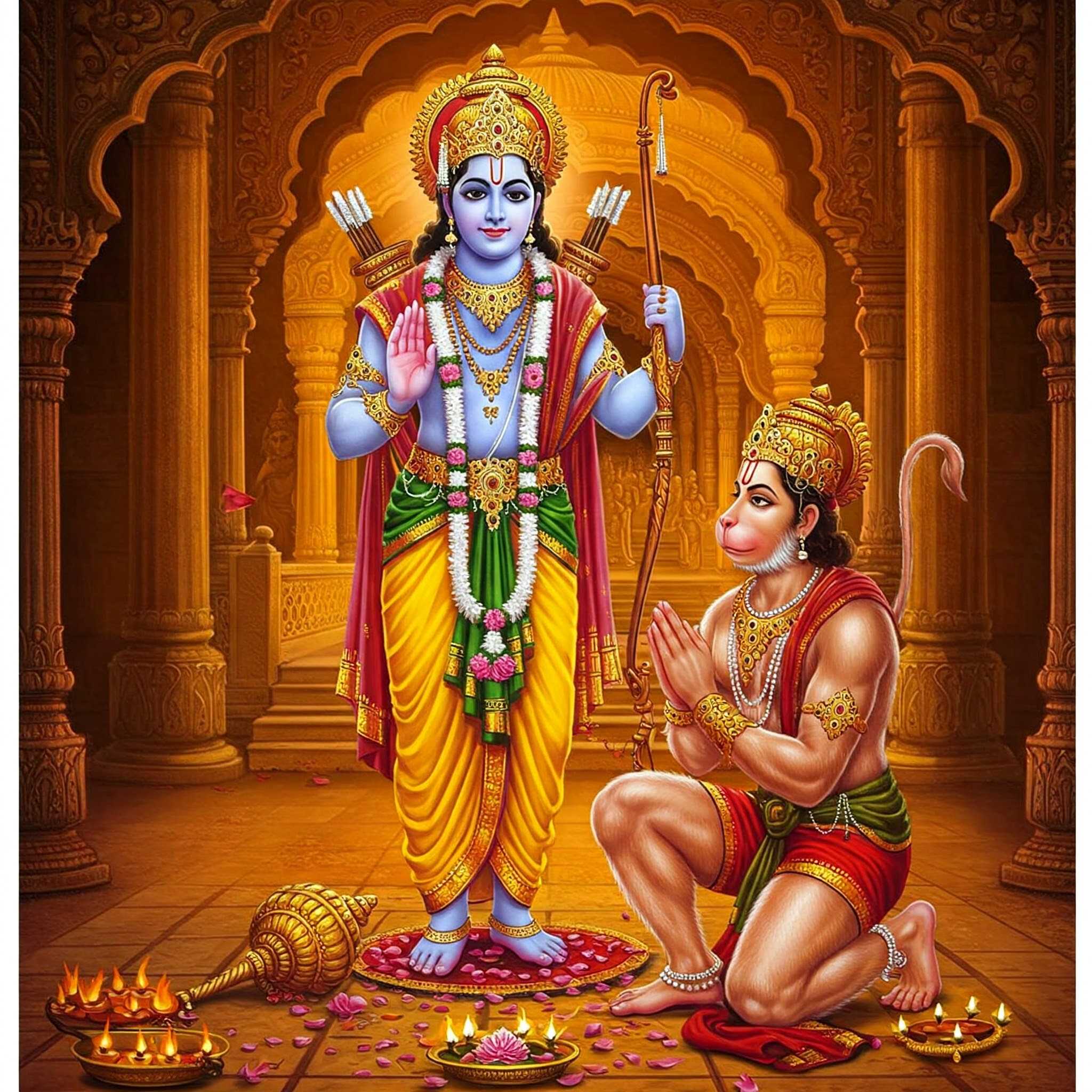 Shri Ram and Hanuman Ji Devotional Wallpaper