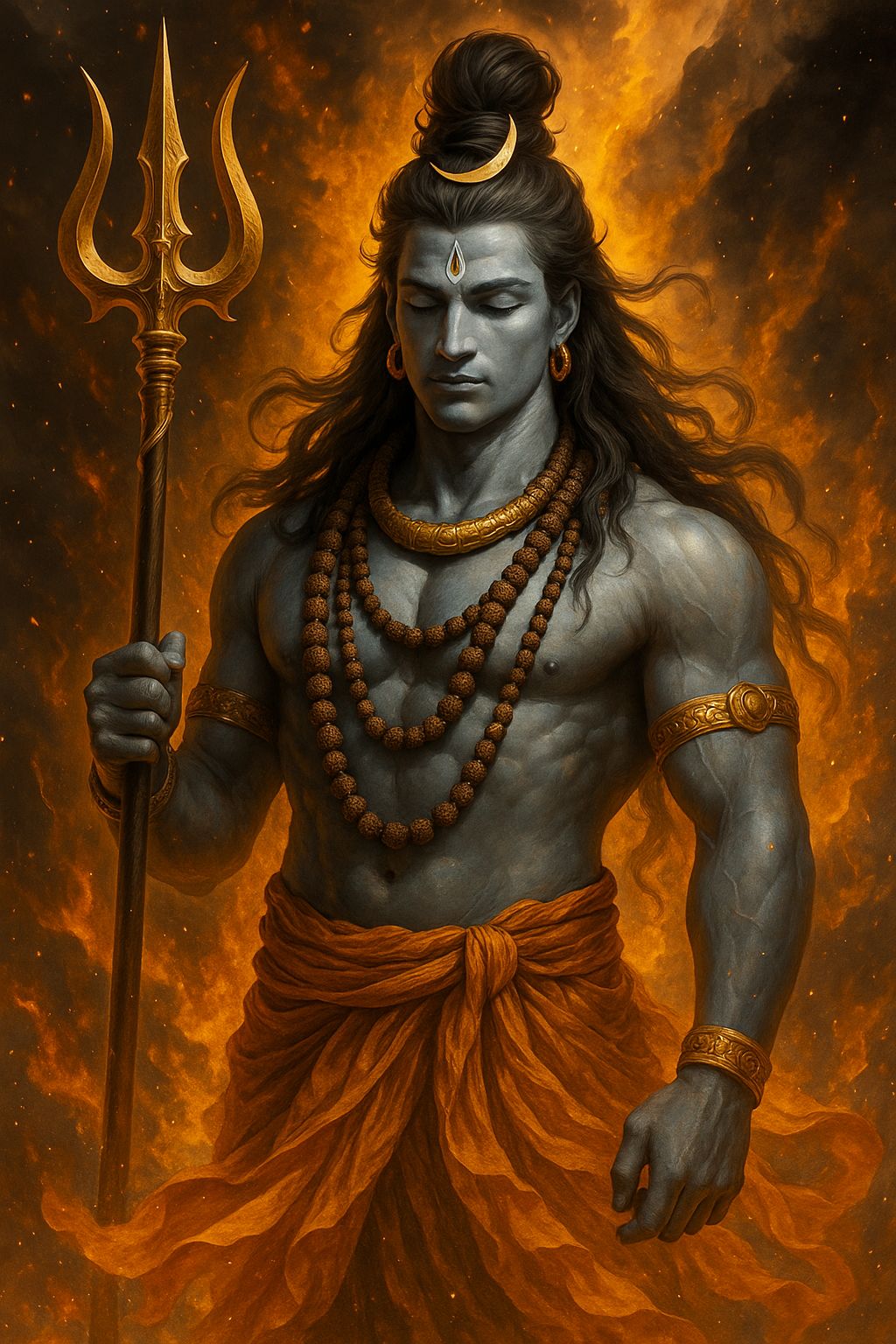 Peaceful Shiva in Divine Flames