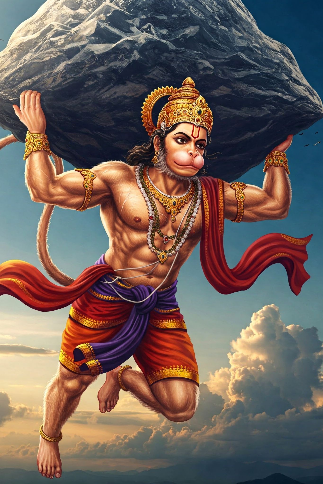 Powerful Lord Hanuman Carrying Sanjeevani Mountain