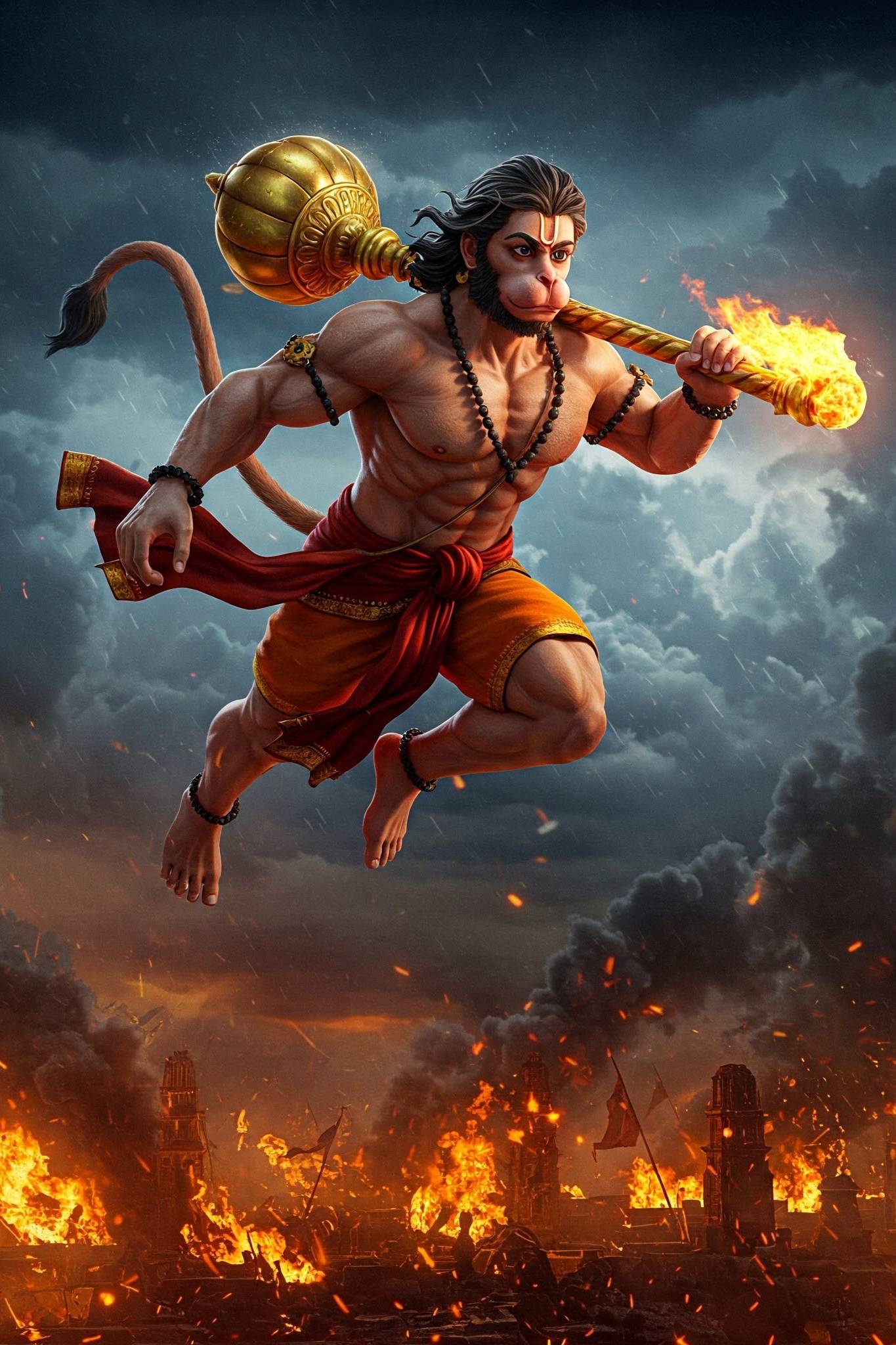 Lord Hanuman Burning Lanka with Divine Power