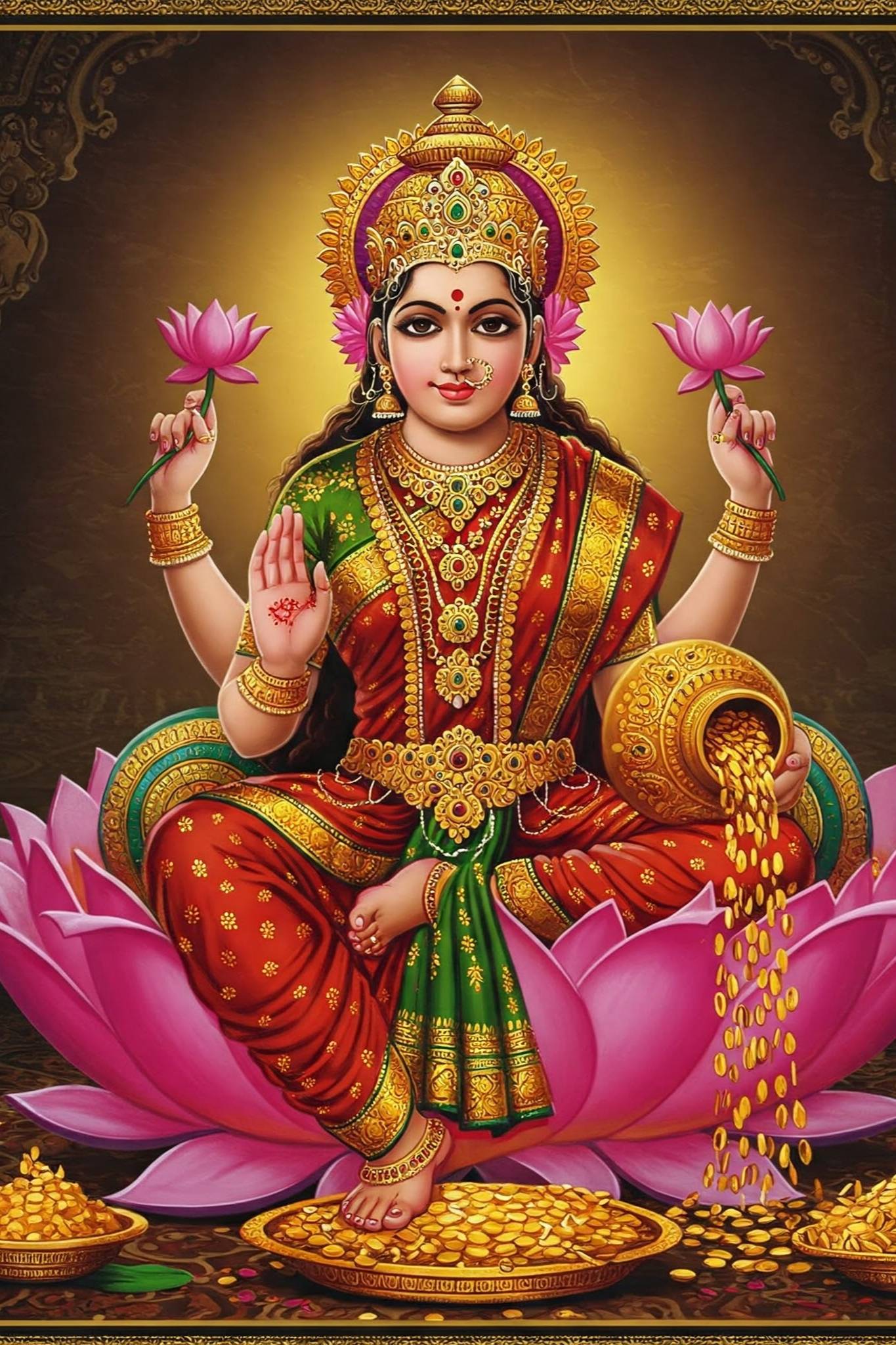 Goddess Lakshmi Showering Wealth and Prosperity