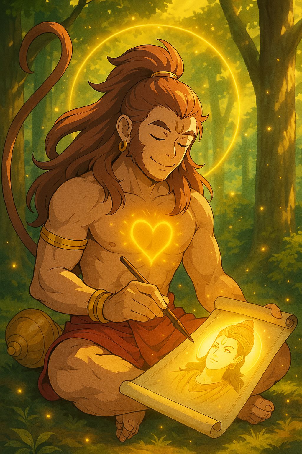 Hanuman Painting Lord Rama with Devotion