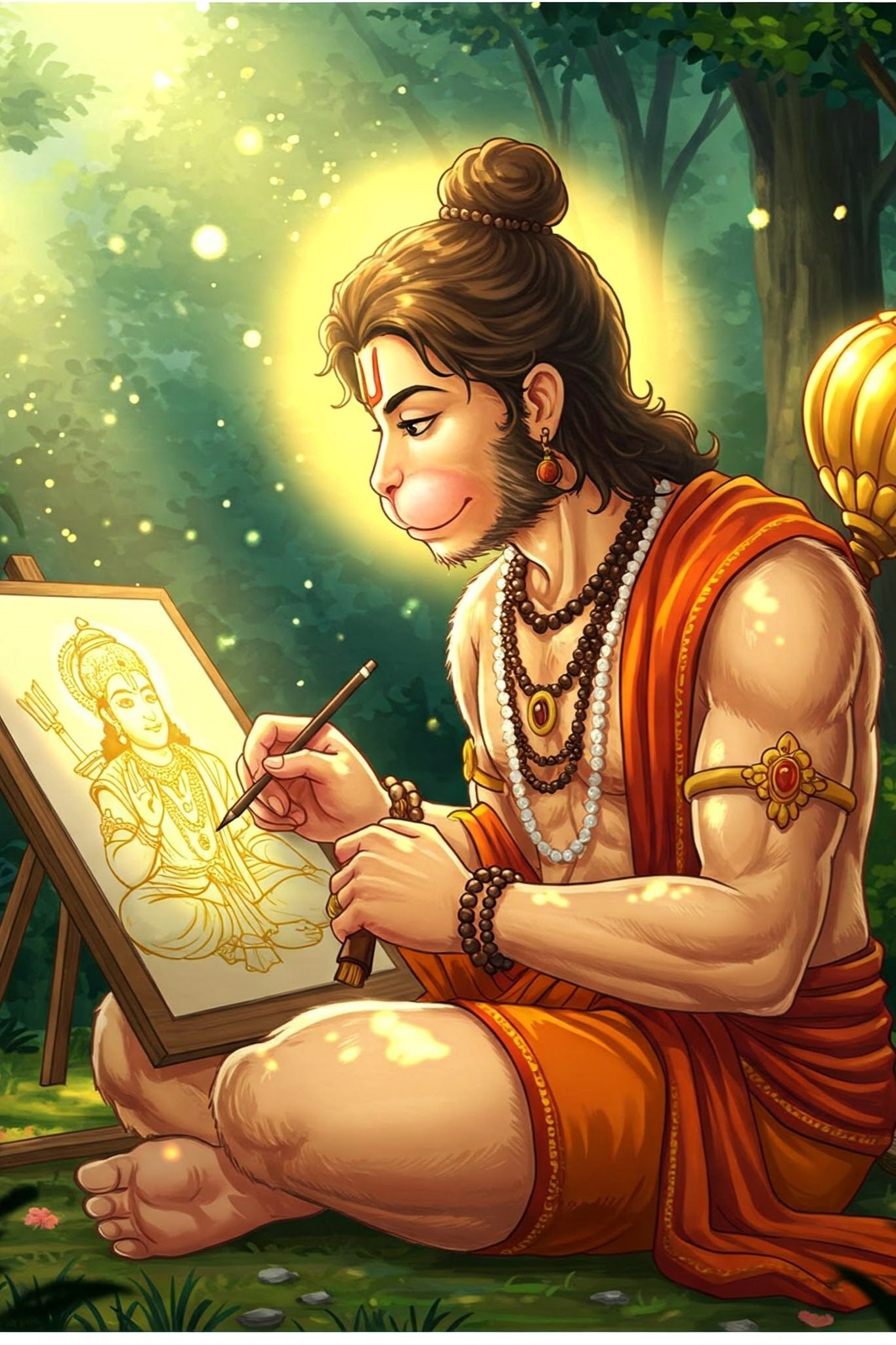 Hanuman Drawing Lord Rama with Devotion