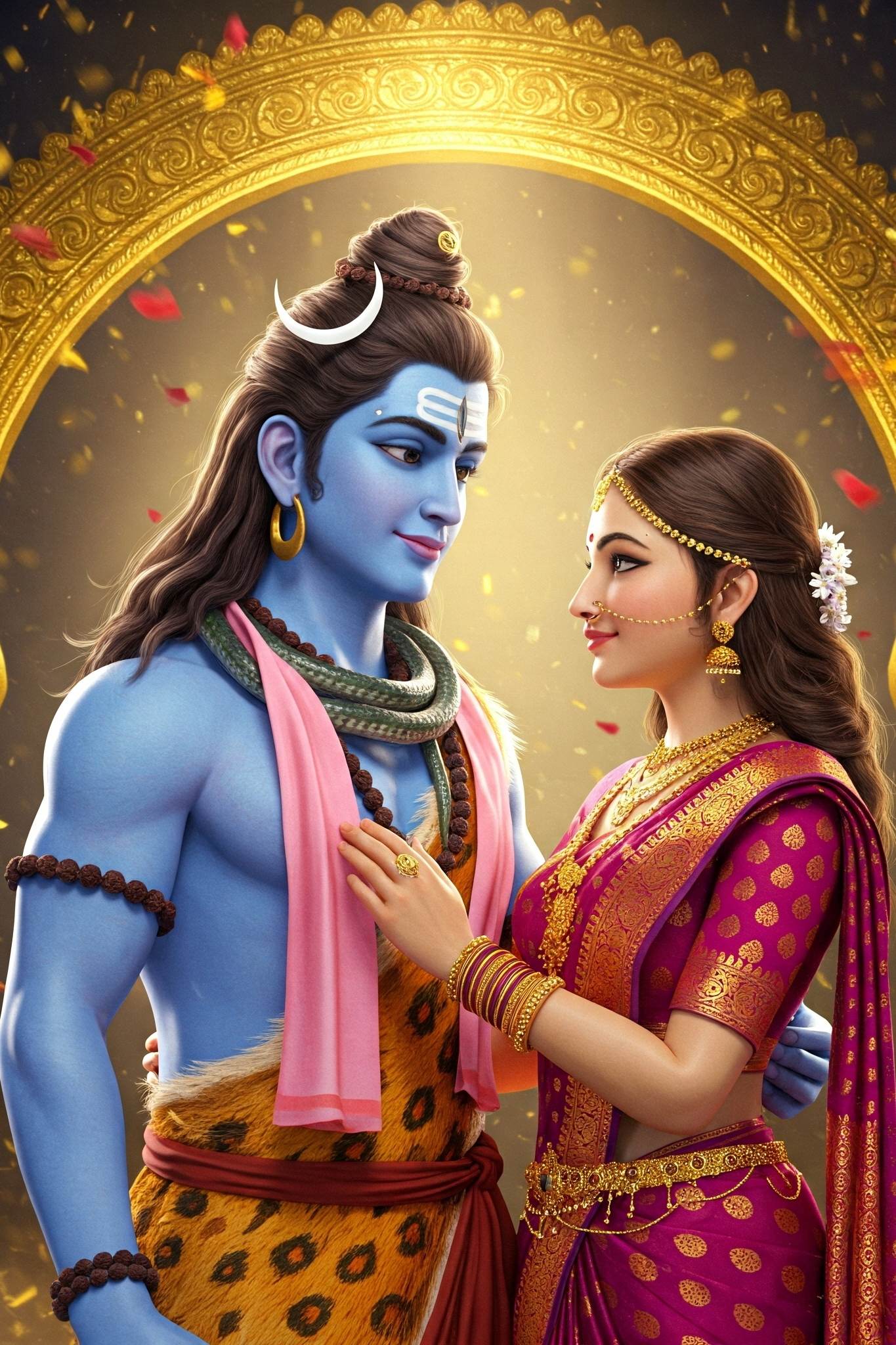 Shiv Parvati Divine Love Wallpaper – Graceful and Spiritual Art