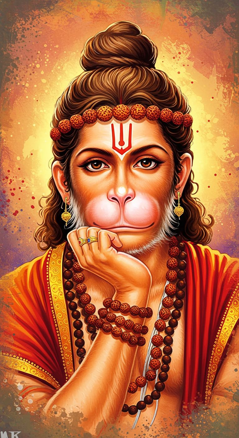 Peaceful Hanuman Ji Wallpaper – Divine Blessings in Saffron
