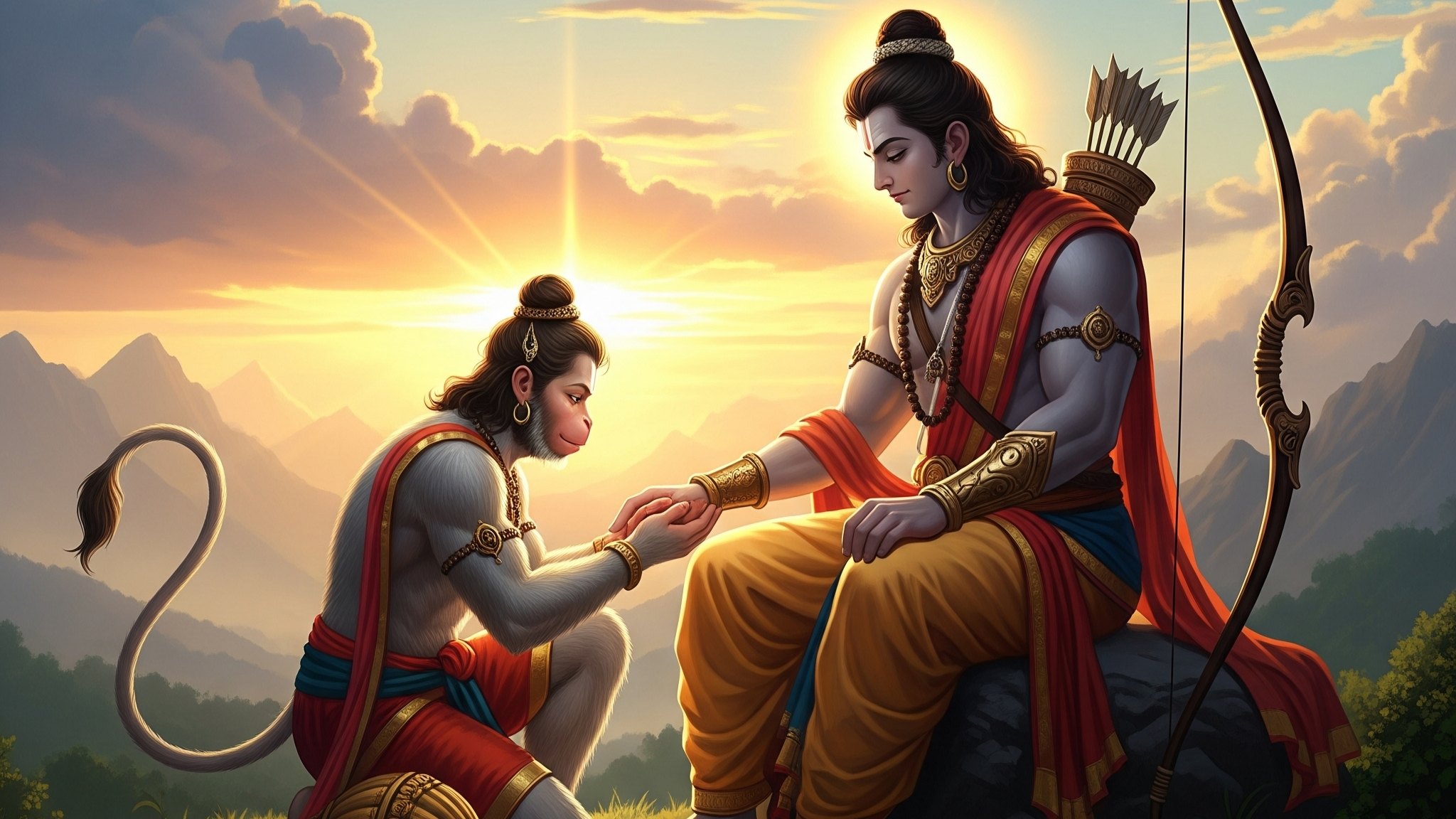 Ram and Hanuman – Eternal Devotion at Sunrise