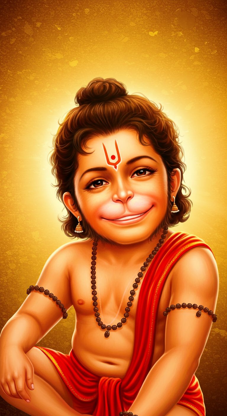 Cute Bal Hanuman with Divine Glow Illustration