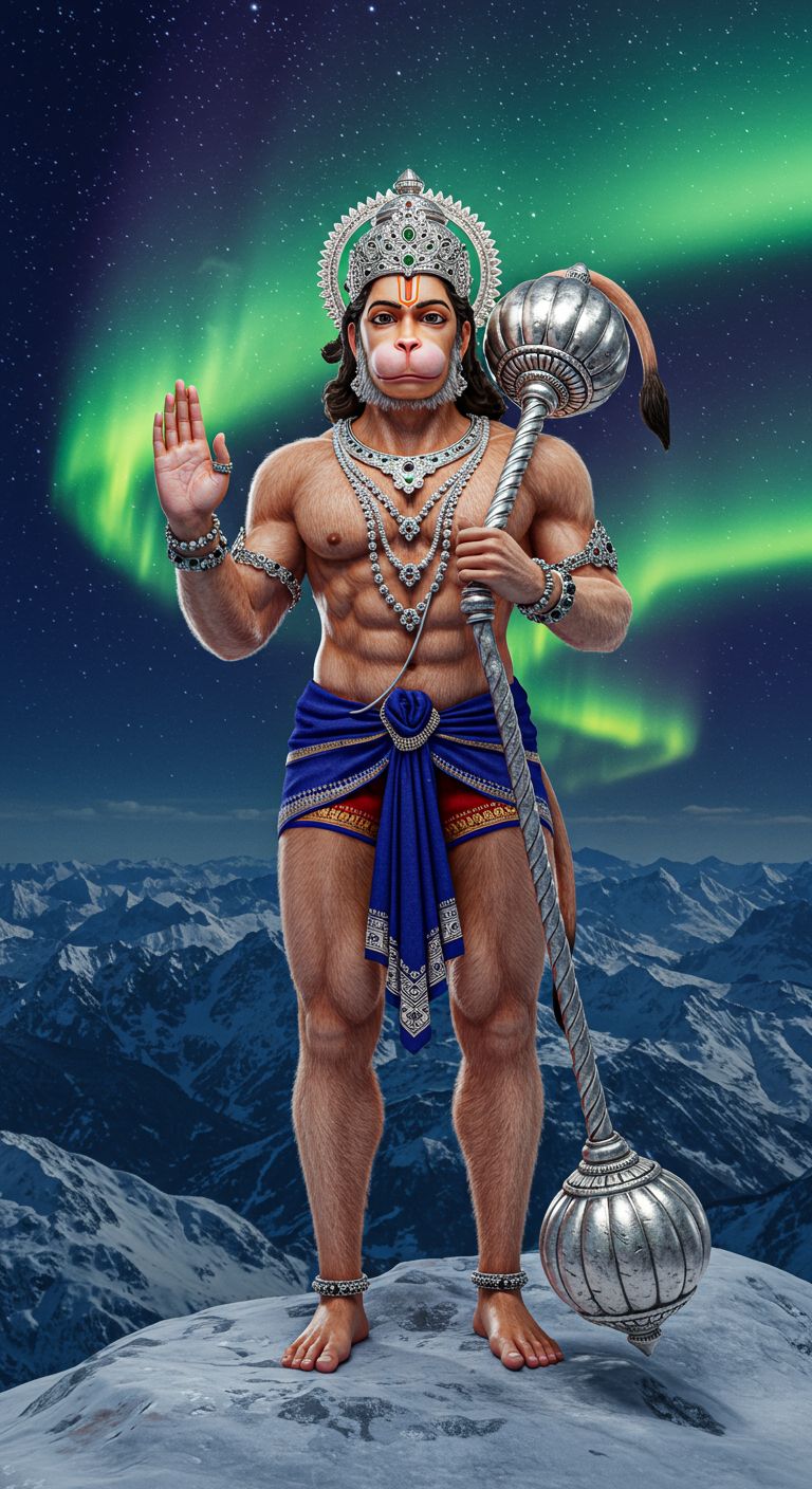 Lord Hanuman 3D Wallpaper with Mountain Background