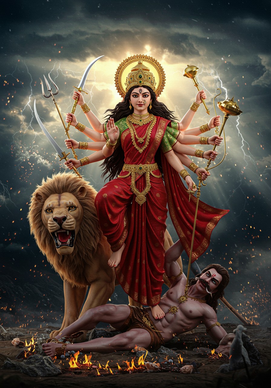 Goddess Durga Slaying Mahishasura
