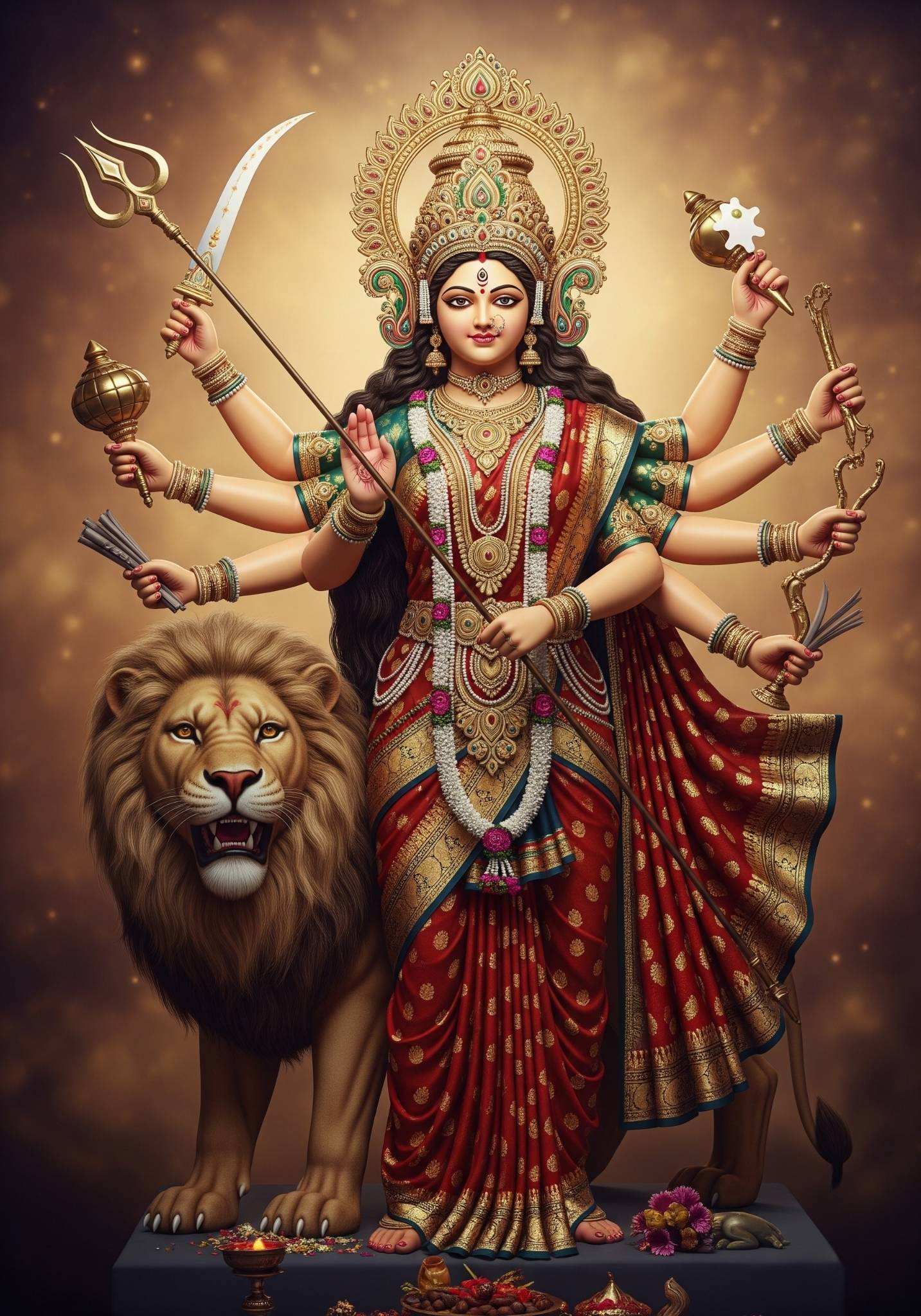 Durga Mata with Lion – Divine Warrior Goddess HD Image