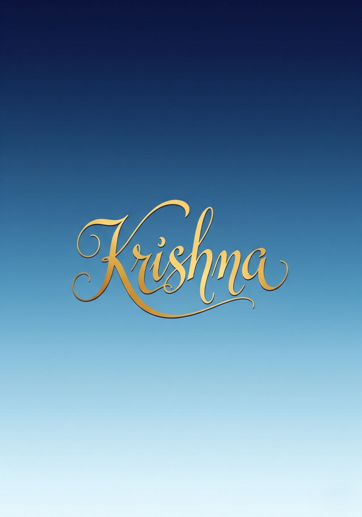 Golden Krishna Calligraphy on Blue Gradient Background