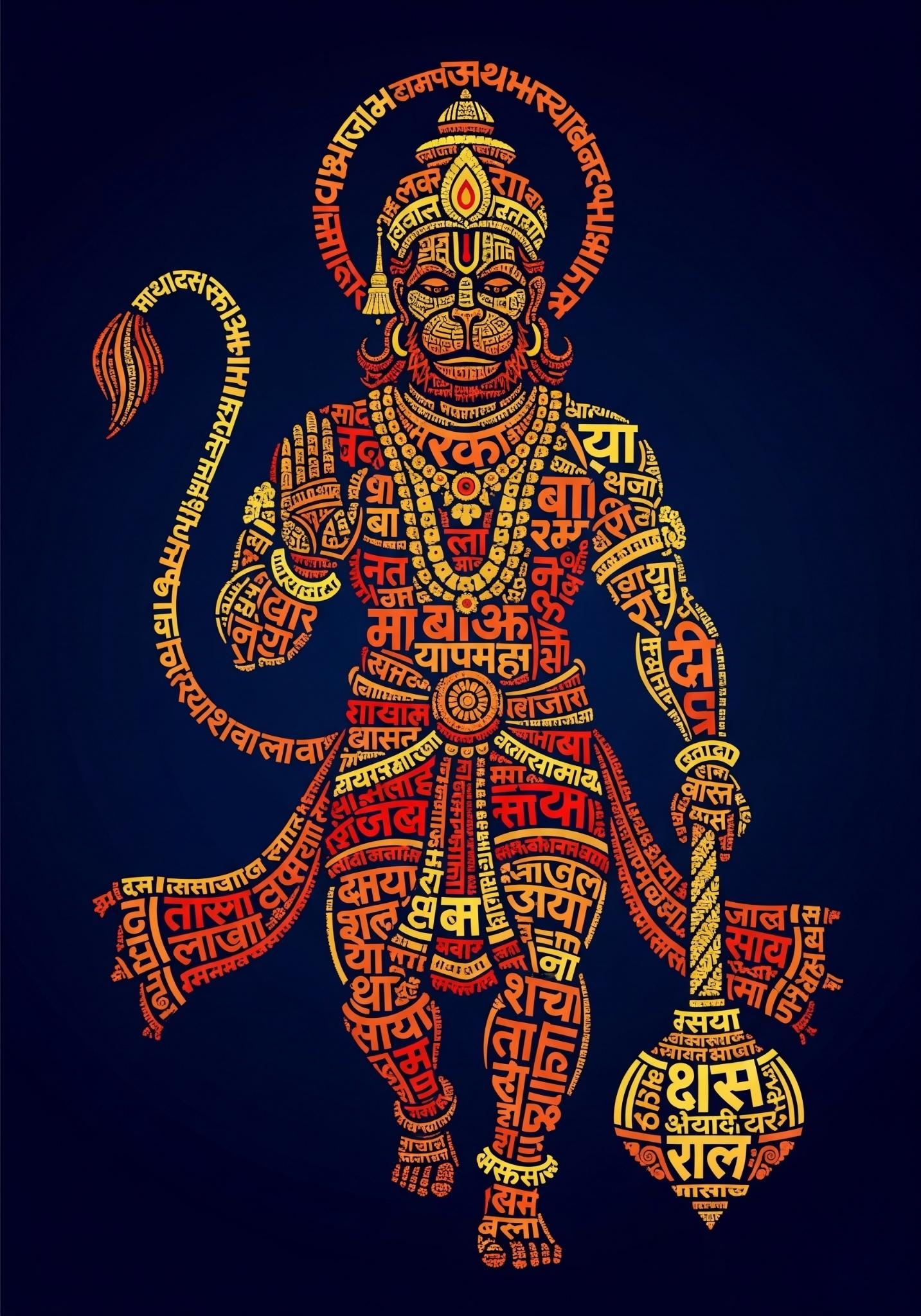 Hanuman Chalisa Typography Art Wallpaper