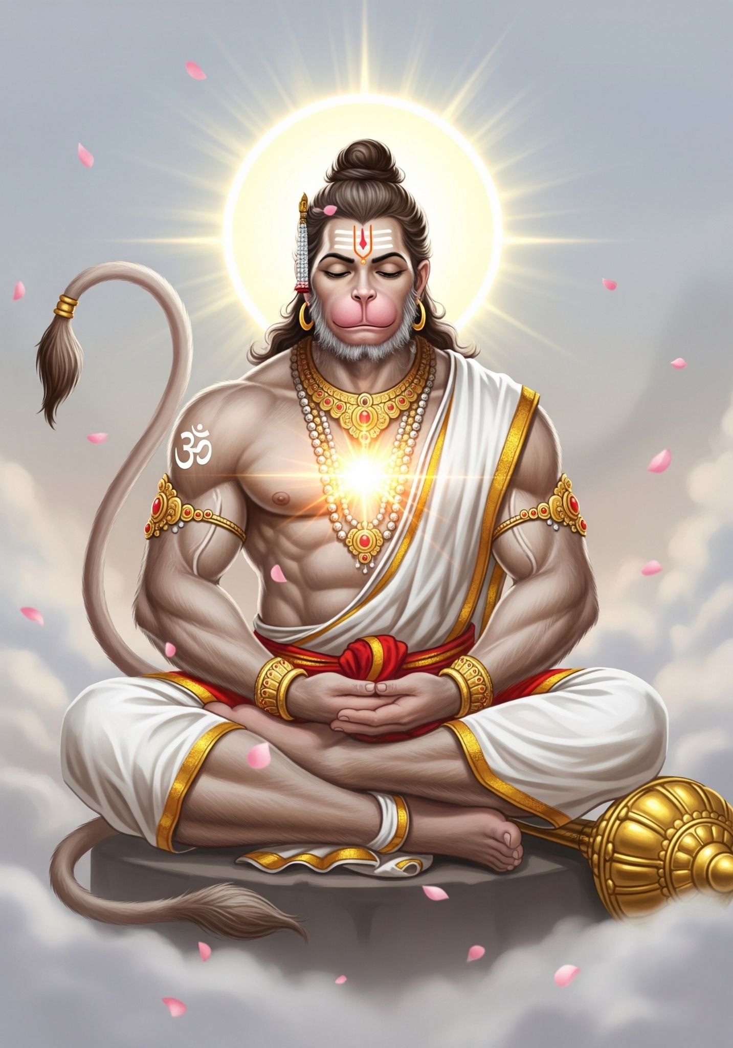 Divine Hanuman Ji in Meditation – Powerful 3D Artwork