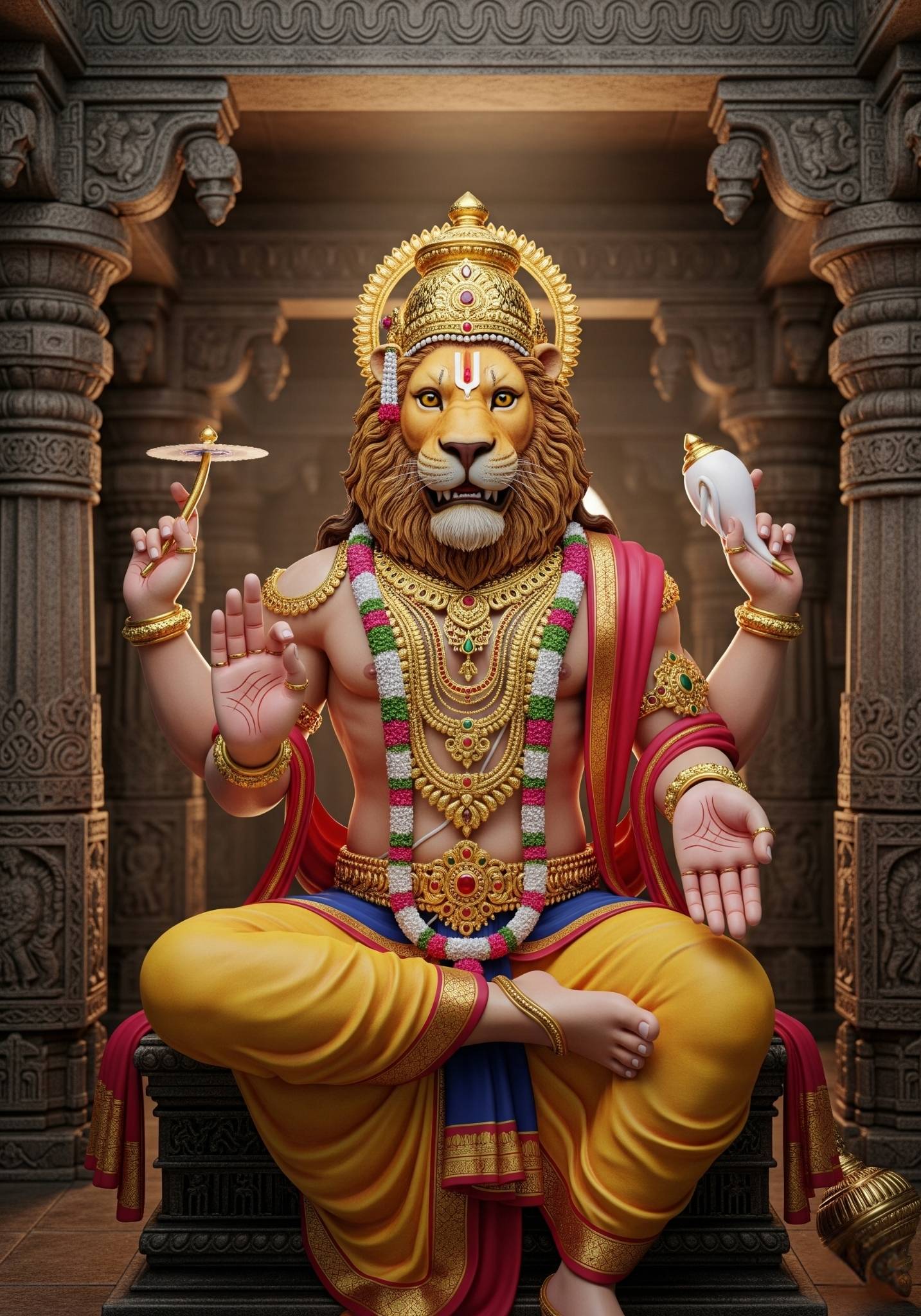 Lord Narasimha – 3D Digital Art of the Lion-Headed Avatar of Vishnu