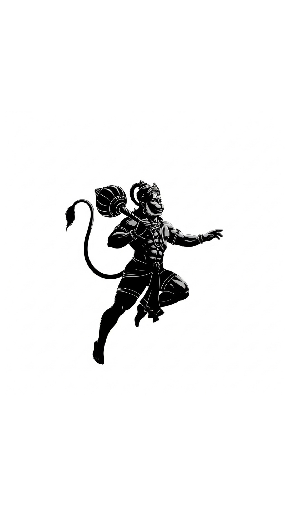 Powerful Hanuman Ji Black Silhouette Artwork