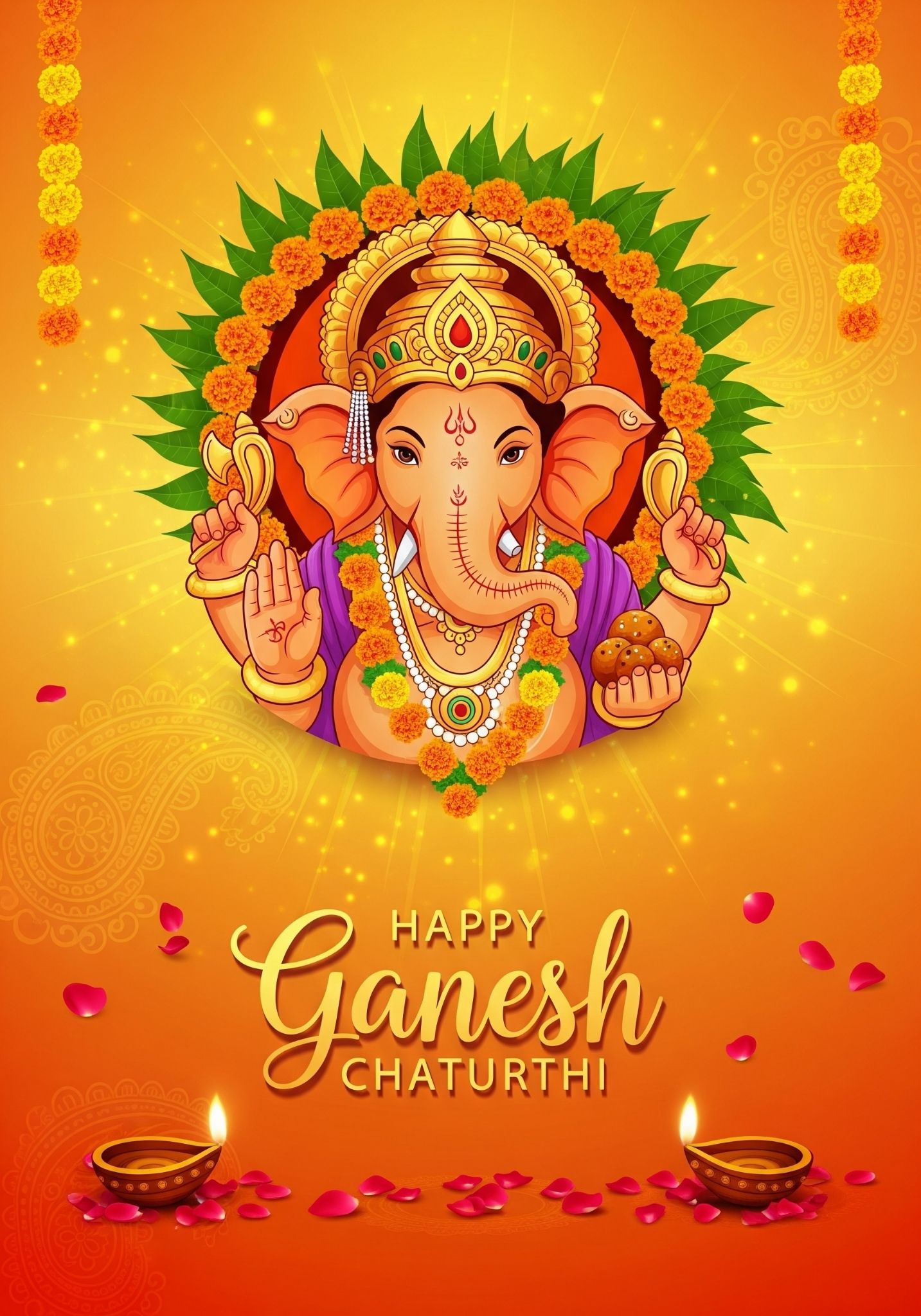 Happy Ganesh Chaturthi 2025 Wallpaper | Lord Ganesha Blessings