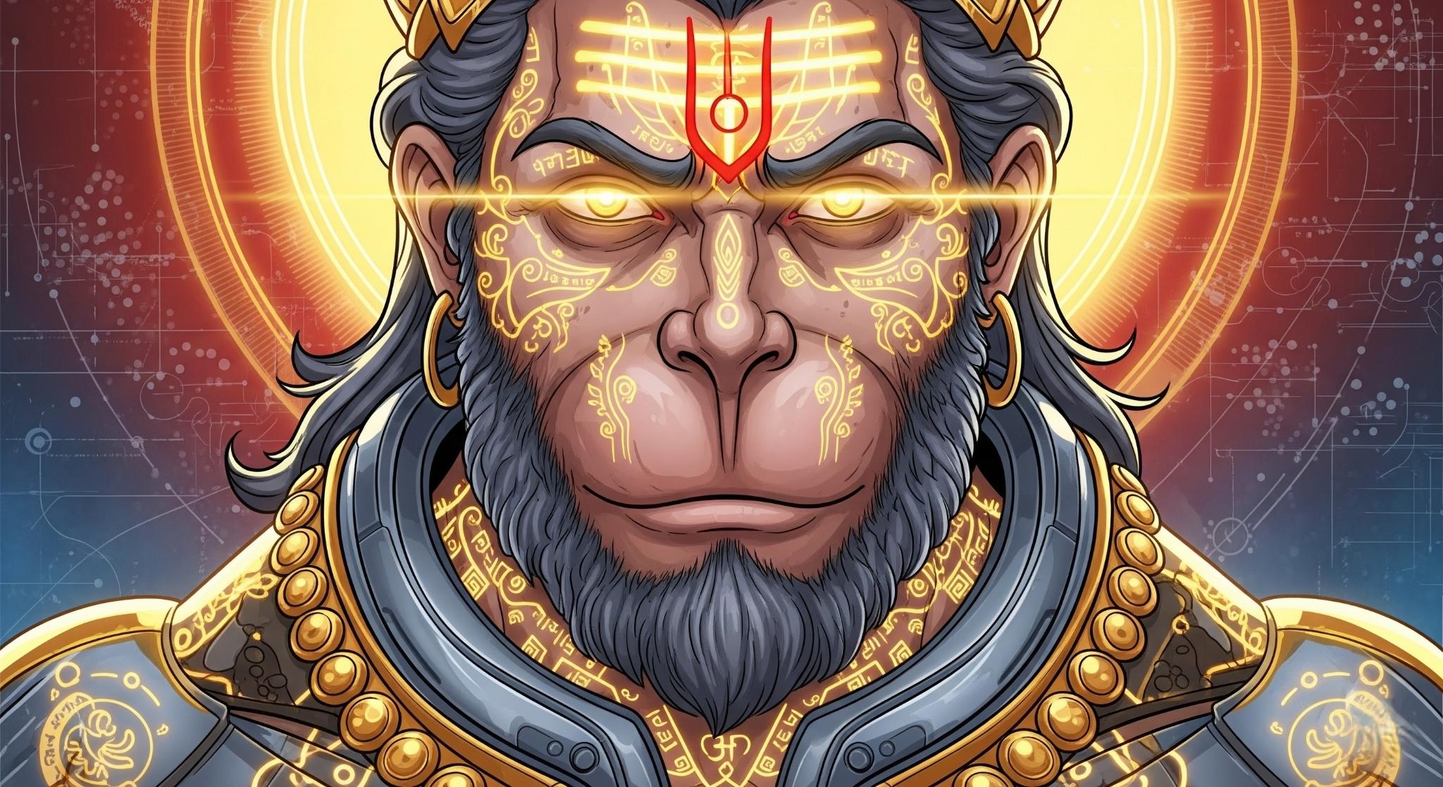 Divine Futuristic Hanuman Digital Art Wallpaper