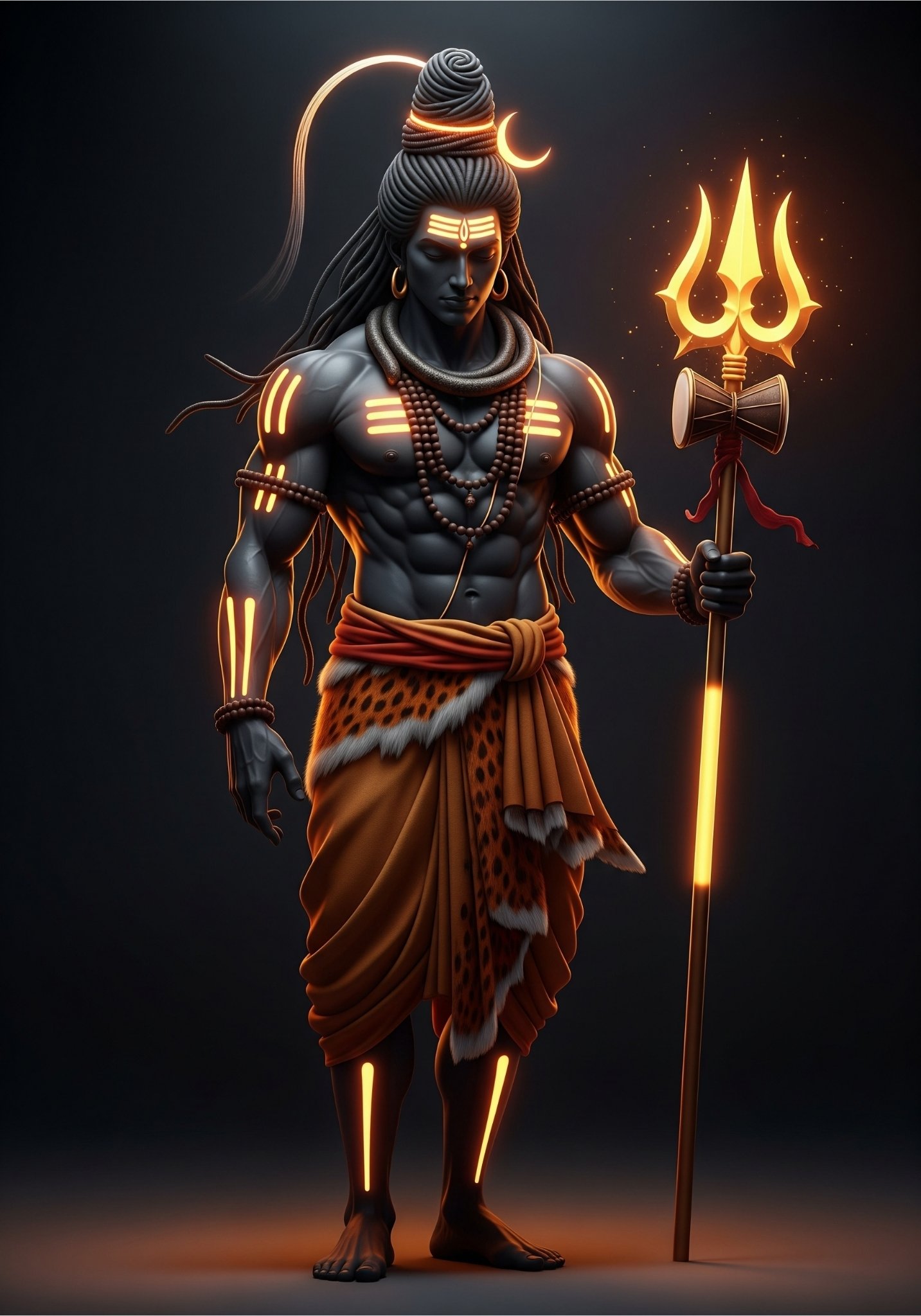 Powerful Lord Shiva 3D Wallpaper in Divine Glow