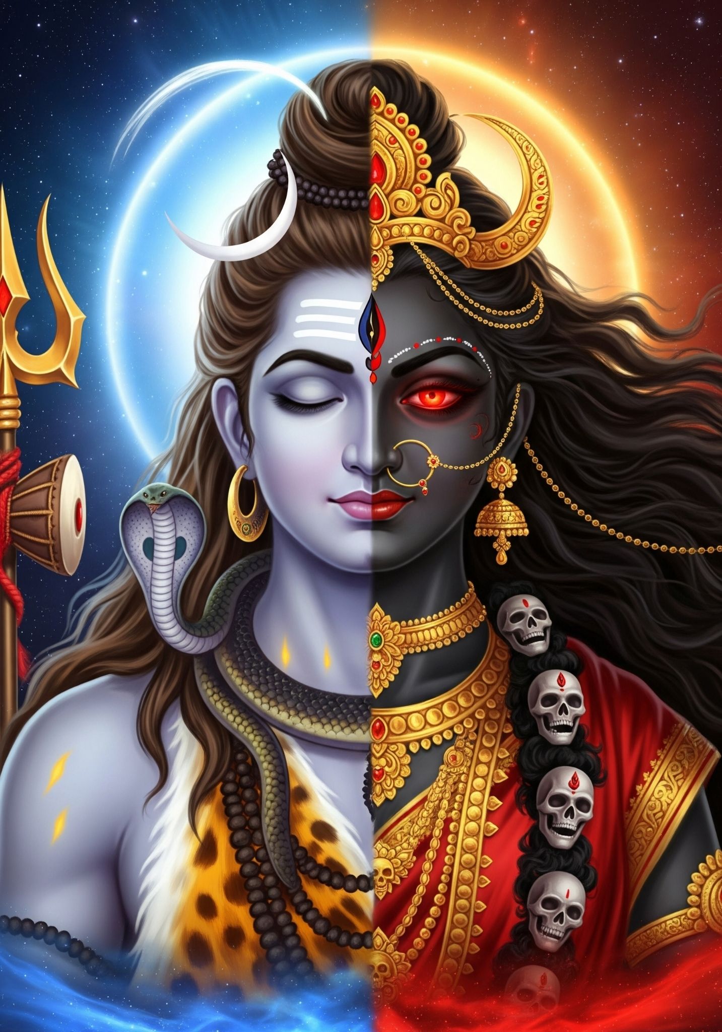 Ardhanarishvara Wallpaper – Lord Shiva and Goddess Kali