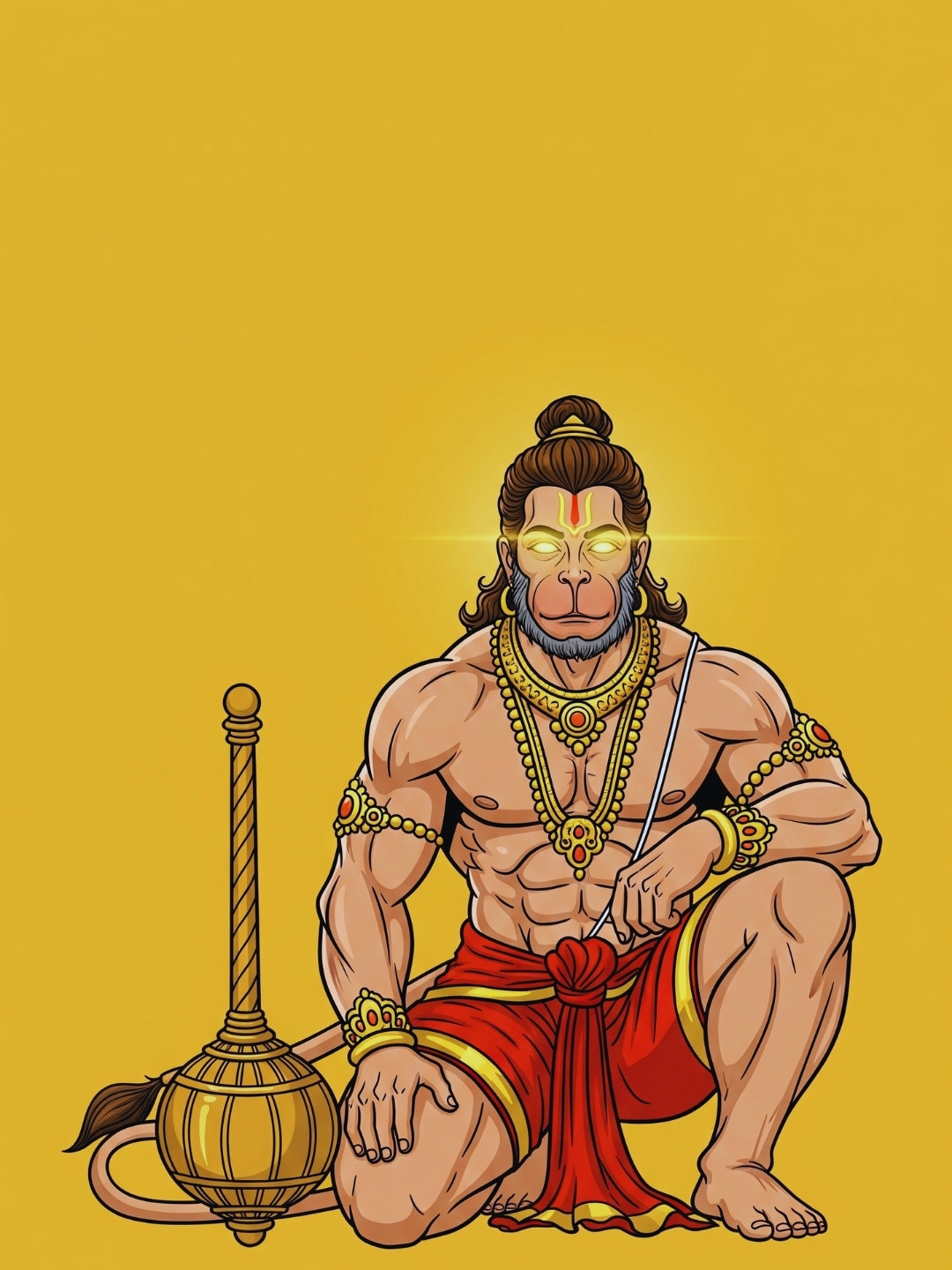 Hanuman Ji Vector Wallpaper with Golden Aura – Devotional Art