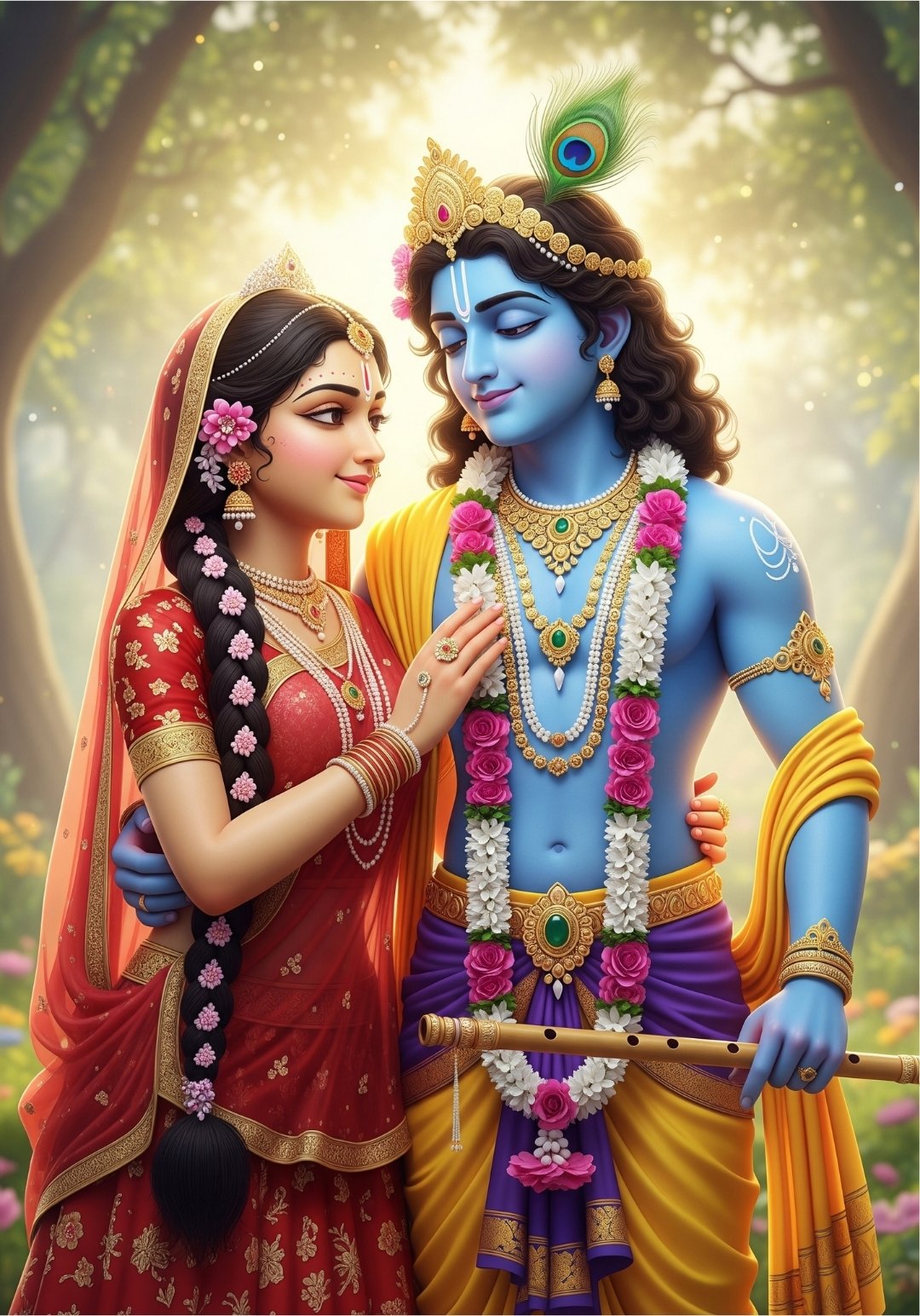 Romantic Radha Krishna HD Wallpaper with Divine Love