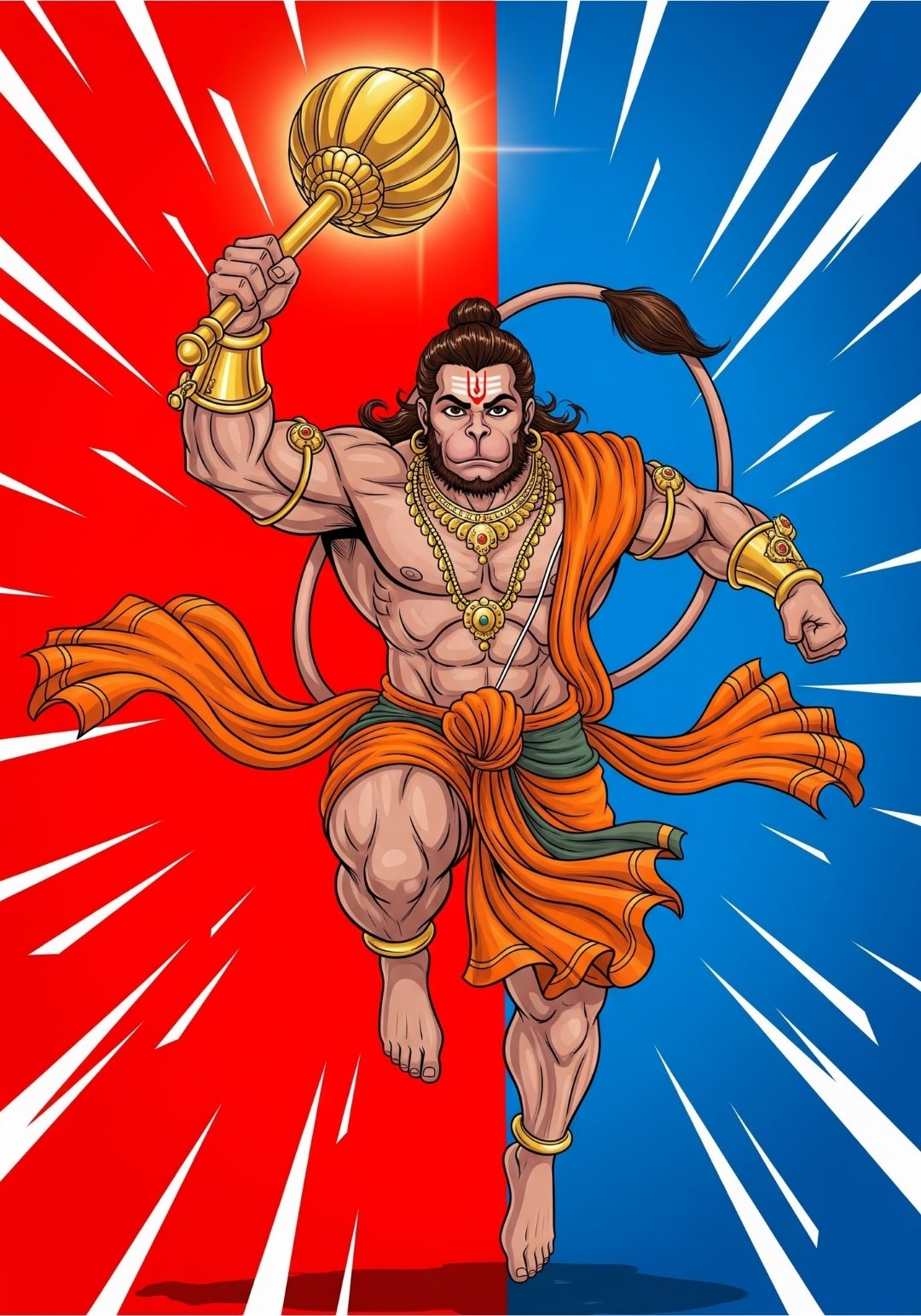 Powerful Wallpaper of Hanuman Ji in Vibrant Colors
