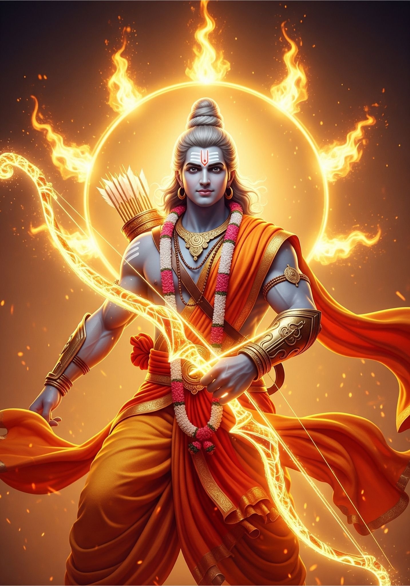 Lord Shri Ram with Fiery Bow Divine Wallpaper